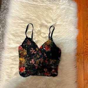 Black Floral Crop Top